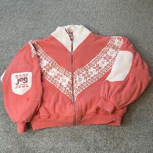 vtg puffer Jacket Womens Small Pink Fair Isle Ski 80s cropped workwear gorpcore